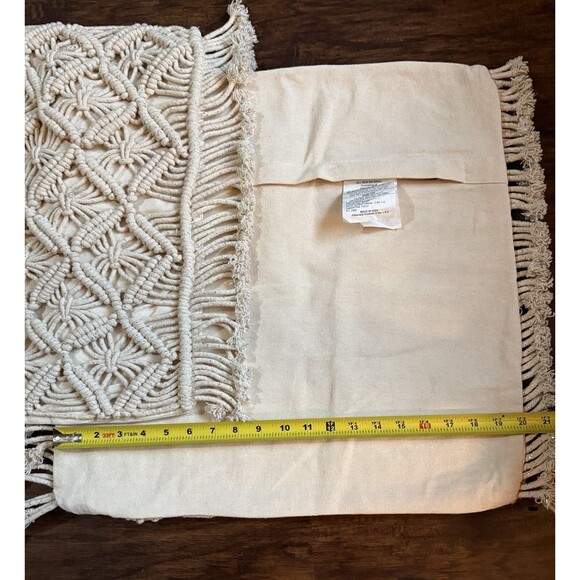 Envogue Boho Pillow Covers Hand Woven Fringe Glitter Heavyweight 20”x20” Shams - Picture 4 of 10